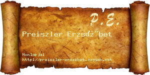 Preiszler Erzsébet névjegykártya